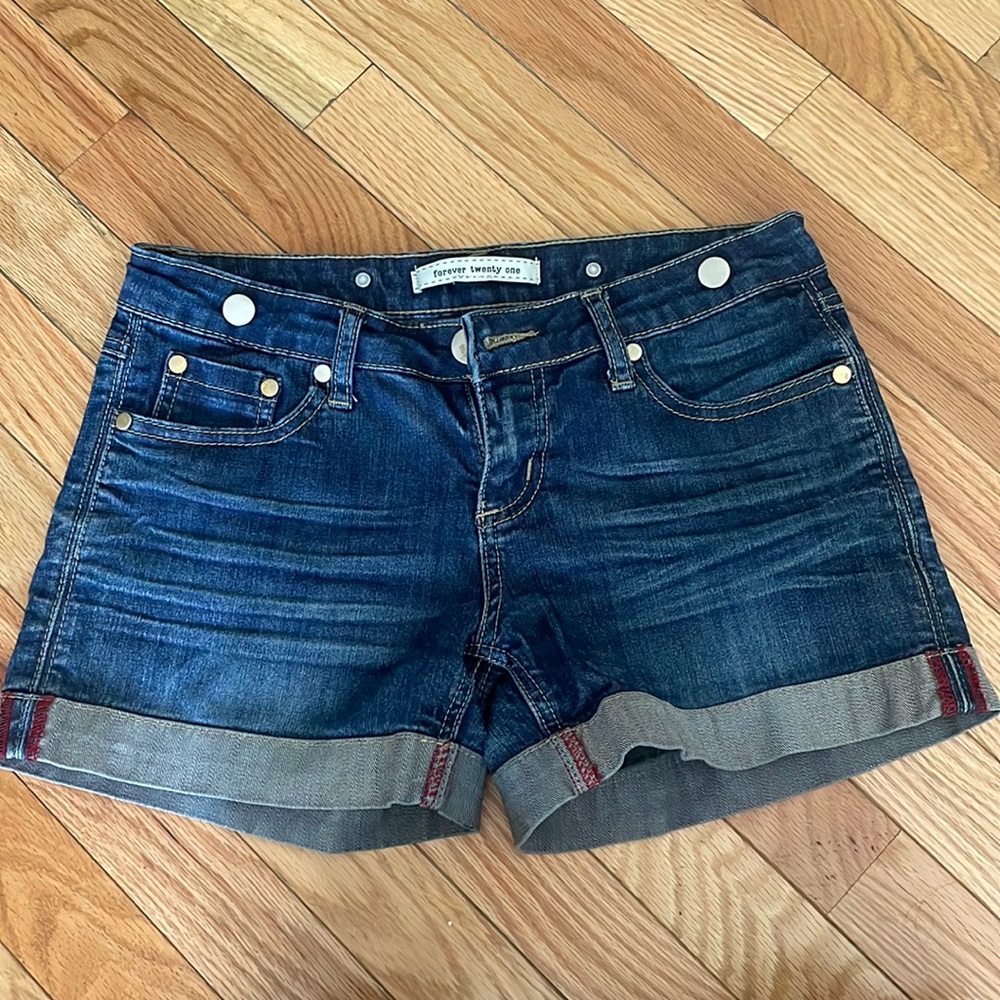 Forever 21 dark blue denim shorts